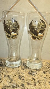 Harley Davidson "Live to Ride/Ride to Live" Eagle Pilsner Beer Glasses - Picture 1 of 10