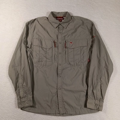 Simms Shirt Mens Medium Tan Guide Series Cor3 Fishing Vented Nylon Outdoor  - Image 1 of 4