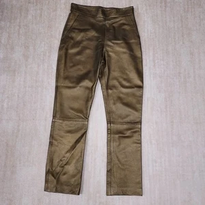 Pantalones dorados Max Mara de cuero genuino de pierna recta para mujer - Imagen 1 de 11