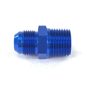 Aluminum Fitting Adapter 8AN Male end to 1/2NPT Male end Flare Straight Blue - Picture 1 of 8