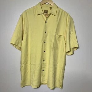 Camisa Joseph A Bank Para Hombre 100% Seda Manga Corta Camisa Abotonada Amarilla Mediana - Imagen 1 de 3