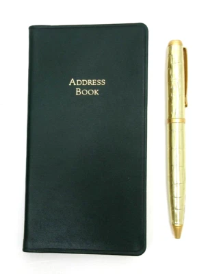 Address Book Personal Pocket Size 3x6" Soft Leather Cover Graphic Image GREEN - Image 1 of 4