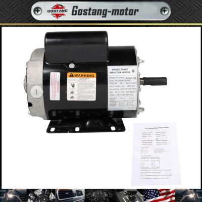 3450 RPM SPL Compressor Duty Electric Motor 3 HP  56 Frame 1 Phase 115/230V New - Image 1 of 4