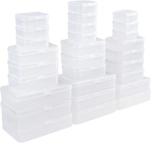 28 Pieces Mixed Sizes Rectangular Empty Mini Plastic Storage Containers with Lid - Picture 1 of 12