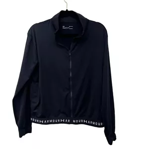 Giacca donna manica lunga Under Armour nera logo fascia elastica full zip heatgear - Foto 1 di 8