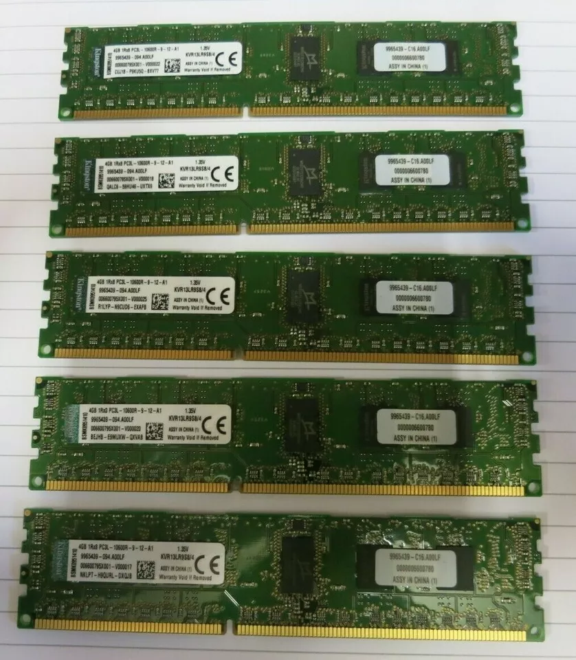 Kingston KVR13LR9S8/4 9965439 20GB (5x4GB) PC3-10600 DDR3 ECC CL9 240P Memory - Image 1 of 4