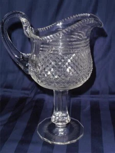 Patrón de diamante gravado/crema/jarra de vidrio de corte brillante americano de colección - Imagen 1 de 13
