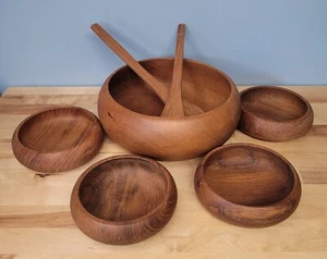 Vintage Julie Pomerantz Solid Teak GoodWood Salat Set Thailand 7-teilig  - Bild 1 von 12