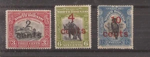 NORTH BORNEO 1916 SET OF 3 SURCH. sg186-88 MH - Picture 1 of 2