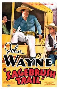 Sagebrush Trail 1933 John Wayne poster film western pellicola vintage 36x54 in XL - Foto 1 di 1
