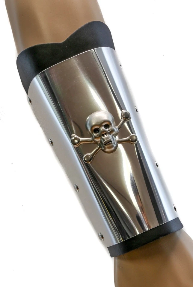 Металлическая перчатка череп скрещенные кости голова из натуральной кожи 3 пряжки панк готический трэш - Изображение 1 из 1