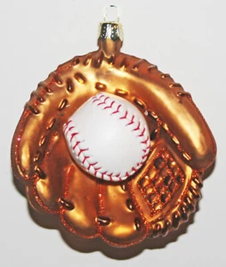 WEIHNACHTSSCHMUCK BASEBALL GLAS HANDSCHUH SPIELBALL ZURÜCK FÜNF FINGER GURTBAND - Bild 1 von 2