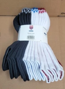 MENS Socks Shoe Size 6-12 K SWISS KSSKM0137 Knit Ankle 7 PAIR BLACK WHITE - Picture 1 of 2
