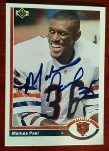Markus Paul Bears Rare hand signed 1991 Upper Deck High Number RC # 549 Deceased - Picture 1 of 3