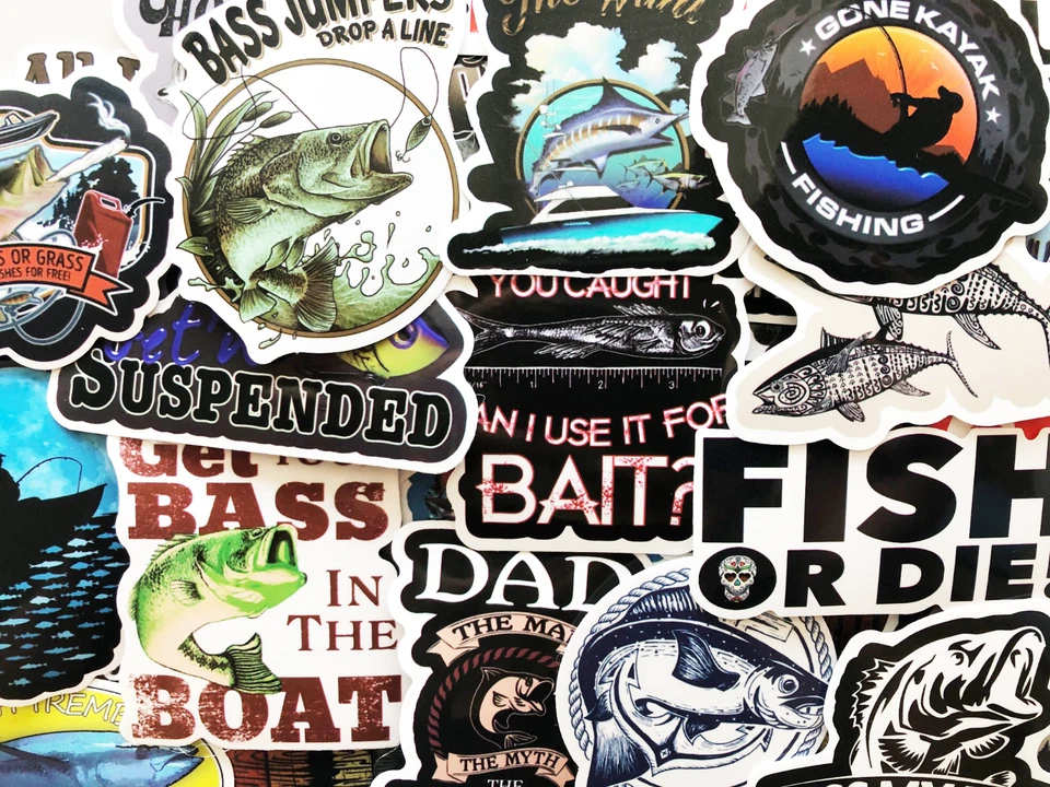 50 Fishing Nature Stickers Laptop Car Bumper Boat Box Decals Fish Angling #CJ