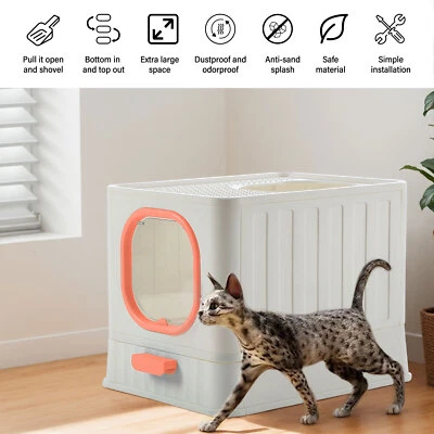 DARDVORLAG Katzentoilette XXL Groß Katzenklo Katzen Toilette WC Haubentoilette mit Deckel