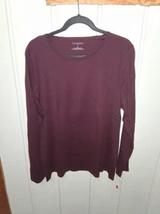 Camiseta Talbots Algodón Manga Larga Sólida Cuello Redondo Nueva Con Etiquetas Borgoña Talla L - Imagen 1 de 3