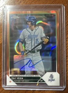 2023 Topps Pro Debut Chrome Auto Orange Lava Zac Veen #16/25 (PDC-140) Rockies