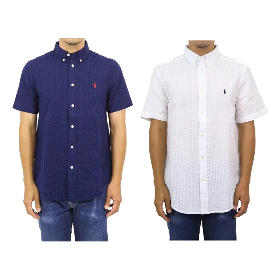 Polo Ralph Lauren Boy's Short Sleeve Button-Down Seersucker Shirt with Pony - Image 1 of 1