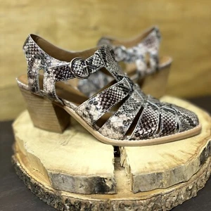 Jeffrey Campbell Angora Sandals Women 9.5 Snakeskin Leather Heeled Strappy Mules - Picture 1 of 12