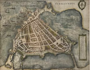 Orig. Kupferstich Stralsund Stralsundia  Frederick de Wit Amsterdam / um 1695 - Bild 1 von 3