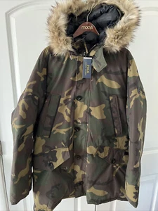 POLO RALPH LAUREN XL CAMO FAUX FUR TRIM NATURAL DOWN PARKA - Picture 1 of 6