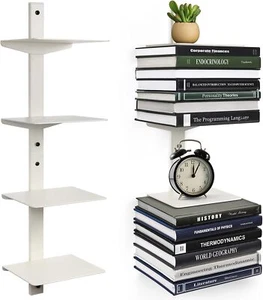 Invisible Floating Bookshelf For Wall Mounted 4 Tier Vertical Spine Book Tower S - Picture 1 of 3