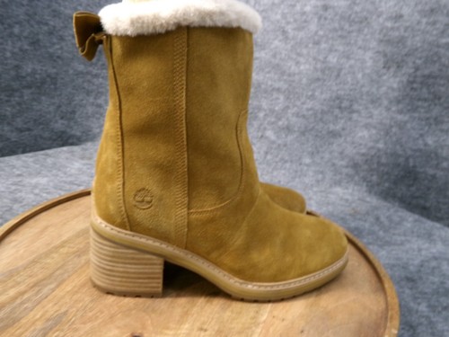 Stivali Timberland donna Siena alti impermeabili trapper marrone scamosciato pelliccia tacco misura 7