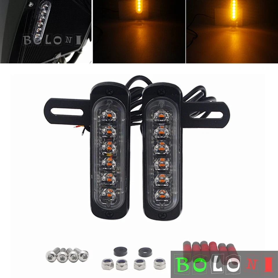 Motorcycle B6 License Plate Auxiliary LED Taillight Flash Turn Light For Harley - Image 1 of 4
