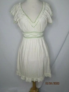Chelsea & Violet Polka Dot Knit Dress S Elastic Waist Neckline GreenTrim - Picture 1 of 4