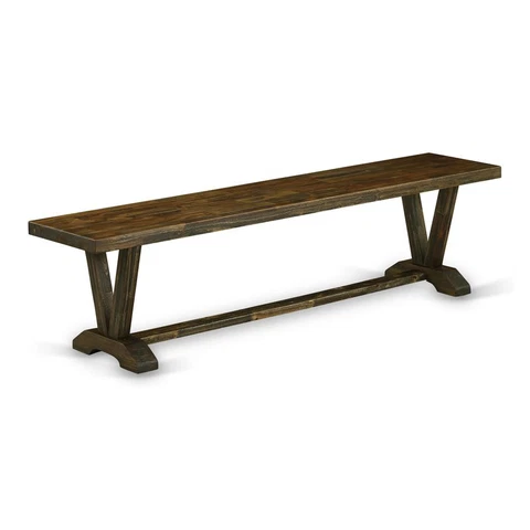 East West Furniture V-Style 15x72" Wood Dining Bench in Jacobean Brown Cover