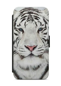 Weihnachtsweiß Tiger Geschenk PU Leder Flip Geldbörse Handyhülle - Bild 1 von 4