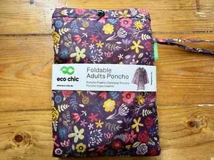 ECO CHIC Waterproof Foldable Compact Adult Poncho MULTI FLORAL