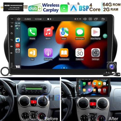 NHOPEEW 2+64GB Android 15 Autoradio GPS Carplay DAB+ Für Fiat Fiorino Qubo Citroen Nemo