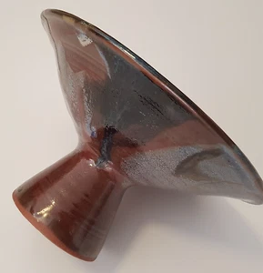Studio Art Pottery Fußschale Schale abstrakt braun schwarz glasiert 20cm britisch - Bild 1 von 24