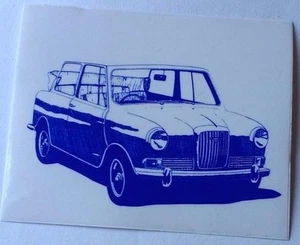 2X MINI WOLSELEY HORNET HEINZ 57 CABRIOLET SELBSTKLEBENDE VINYL AUFKLEBER AUF KLAR - Bild 1 von 4
