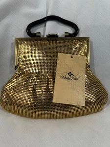Patricia Nash Gold Metallic Mesh NWT Crossbody Handbag Mirror & Dust Cover - Picture 1 of 18