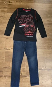 Lote de 2 pantalones vaqueros Lee azules y camiseta negra Star Wars Active para niños talla 6 - Imagen 1 de 12