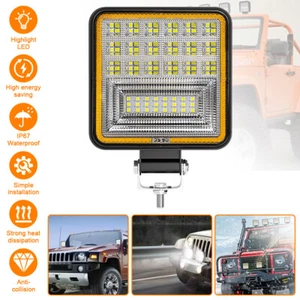 4" Square LED Light Bar Work Offroad ATV SUV Tractor Spot Flood Combo Light 126W - Picture 1 of 19