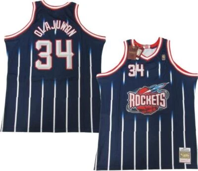 1996-97 Hakeem Olajuwon #34 Houston Rockets Mens Mitchell & Ness Swingman Jersey - Image 1 of 4