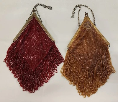 Vintage Art Deco Beaded Bags Flapper Purse Pair - Image 1 of 4