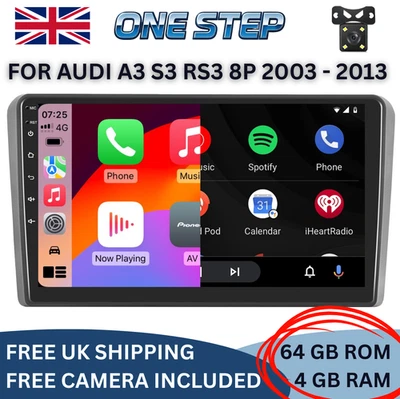 4 - 64 Audi A3 S3 RS3 8P 8P1 Carplay Android Auto Head Unit Stereo Radio CAMERA - Image 1 of 4