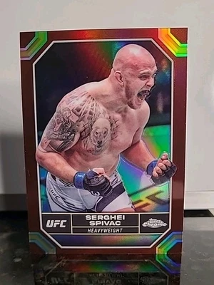 2024 Topps Chrome UFC - SERGHEI SPIVAC - Maroon REFRACTOR #176 - Image 1 of 4