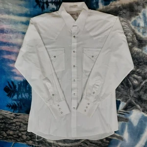 Sheplers Pearl Snap Hemd Herren 16-34 weiß Cowboy Schnitt Patte aufgesetzte Taschen Western - Bild 1 von 13