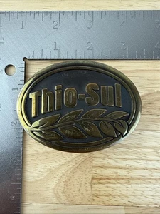 Hebilla de cinturón promocional Thio-Sul agricultura logotipo occidental latón de colección años 80 Anacortes - Imagen 1 de 2
