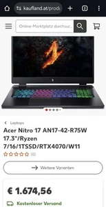 Acer Nitro 17, Originalverpackt mit Rechnung und Garantie Top Preis - Bild 1 von 13
