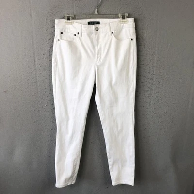 Lauren Ralph Lauren Pants Womens 6 White Premier Skinny Ankle Stretch Denim - Image 1 of 4