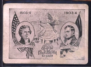 Tarjeta de la feria de San Luis 1904 con Thomas Jefferson y Napoleón - Imagen 1 de 2
