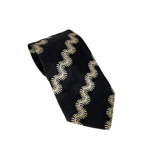 Hugo Boss 100% Silk Tie Italian Mens Floral Black Platinum Gold Leaves Italy NEW - Picture 1 of 11