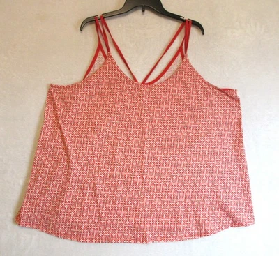 Camisa sin mangas Cacique para dormir mujer talla grande 26/28 naranja/blanco estampado con tiras en la espalda Foto 1 de 4